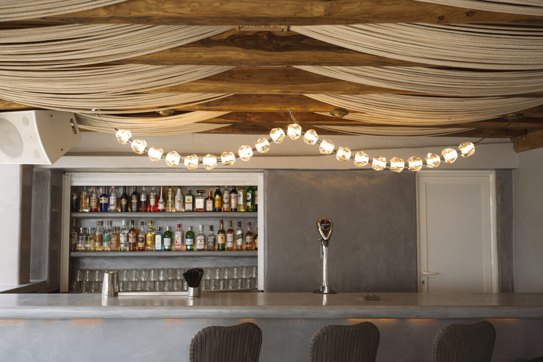 Indoor bar at Cavo Ventus wedding venue, Akrotiri, Santorini