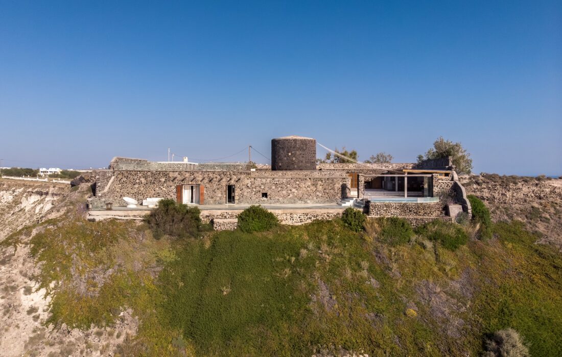 The full Cavo Ventus estate seen from the air, Akrotiri, Santorini